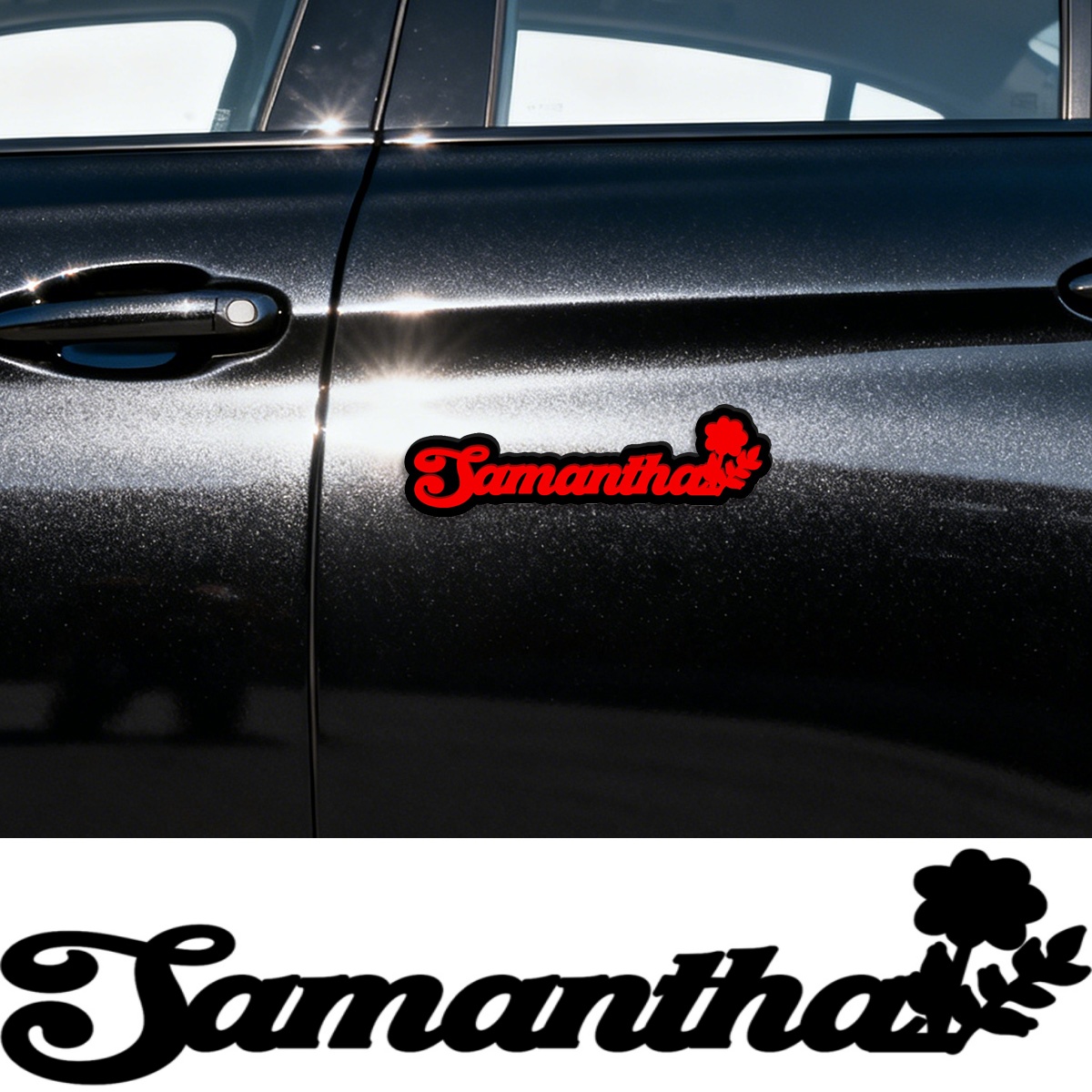 Car Accessories Logo - Custom Font Flower Simple 3D Acrylic