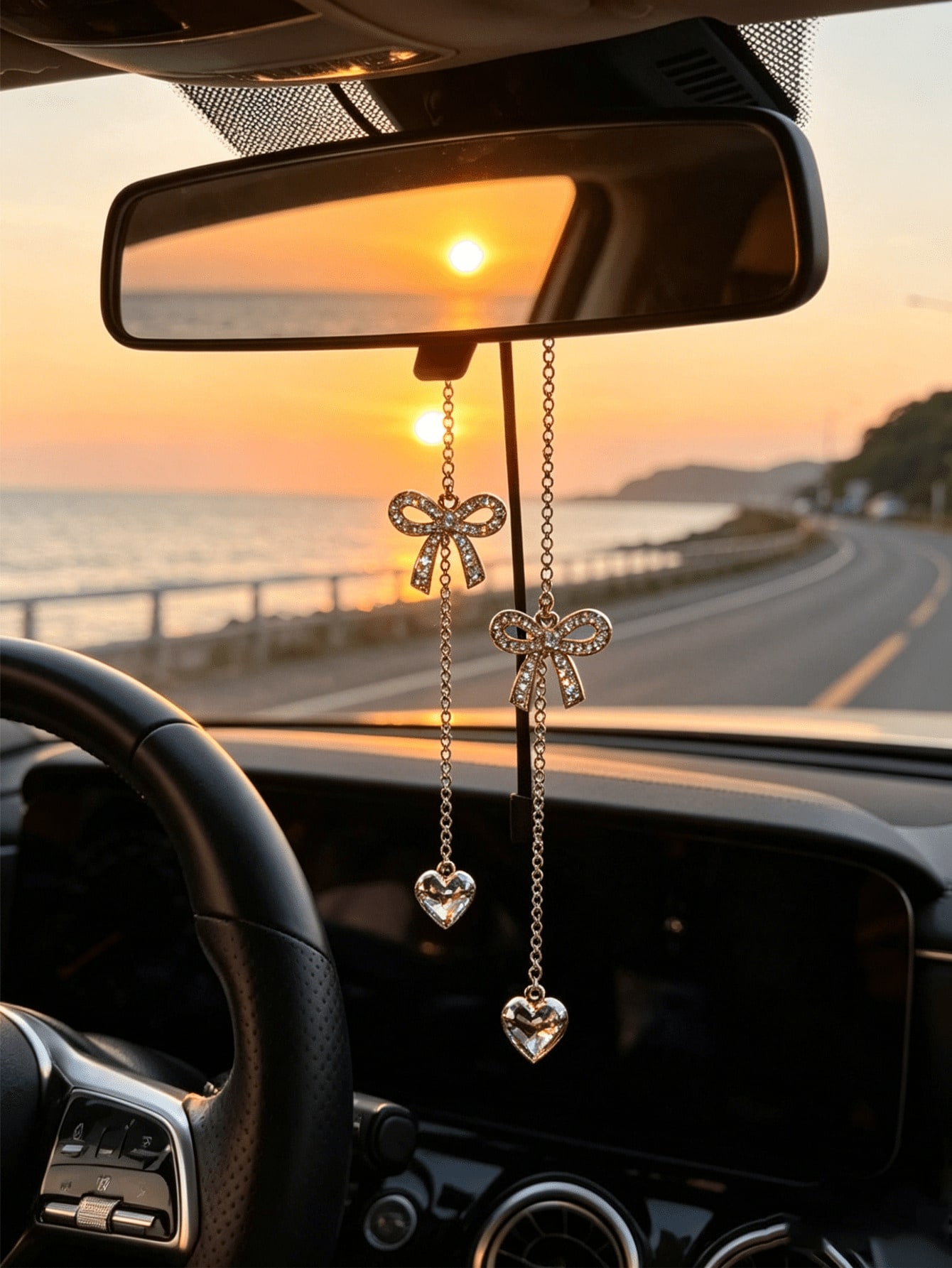 Gold Chain Rhinestone Heart Bo - Car Accessories Evil Eye ulasan dan harga