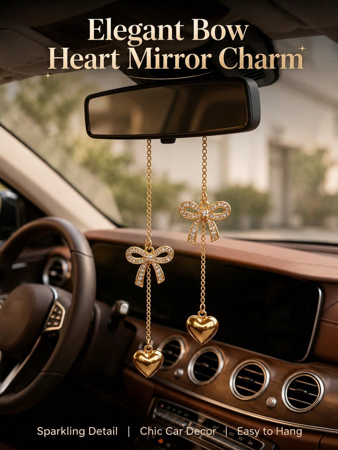 Gold Chain Rhinestone Heart Bo - Car Accessories Evil Eye ulasan dan harga