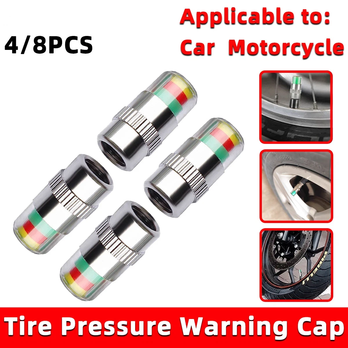 4/8PCS Car Tire Valve Caps wit - Tire Pressure Monitor ulasan dan harga